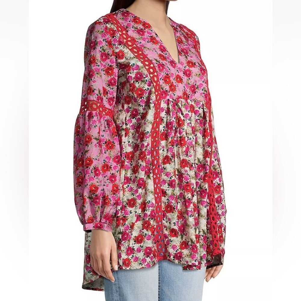 PQ Swim Leigh Tunic Desert Rose Size M/L Floral Pink and Red Boho Dress - Picture 3 of 14